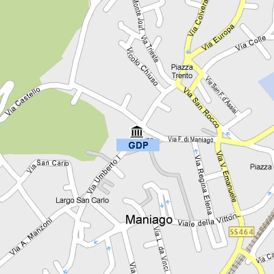 Mappa cartografica di Maniago centrata su Piazza Italia 20/b